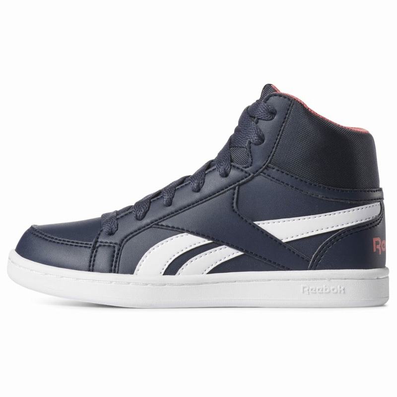 Reebok Royal Prime Mid Tenisky Dievcenske - Námornícka Modrá/Biele/Ruzove OB8946ED